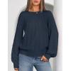 MEROKEETY Women’s Fall Cable Knit Sweater 2025 Fashion Warm Crew Neck Lantern Sleeve Chunky Winter Pullover Tops(Navy)