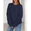 MEROKEETY Women’s Fall Cable Knit Sweater 2025 Fashion Warm Crew Neck Lantern Sleeve Chunky Winter Pullover Tops(Navy)