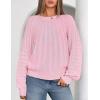 MEROKEETY Women’s Fall Cable Knit Sweater 2025 Fashion Warm Crew Neck Lantern Sleeve Chunky Winter Pullover Tops(Pink)