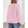 MEROKEETY Women’s Fall Cable Knit Sweater 2025 Fashion Warm Crew Neck Lantern Sleeve Chunky Winter Pullover Tops(Pink)