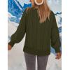 MEROKEETY Womens Fall Cable Knit Sweaters 2025 Long Lantern Sleeve Crewneck Chunky Loose Pullover Tops Winter Clothes(Army Green)