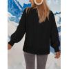 MEROKEETY Womens Fall Cable Knit Sweaters 2025 Long Lantern Sleeve Crewneck Chunky Loose Pullover Tops Winter Clothes(Black)
