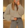 MEROKEETY Womens Fall Cable Knit Sweaters 2025 Long Lantern Sleeve Crewneck Chunky Loose Pullover Tops Winter Clothes(Sand)