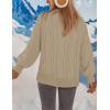 MEROKEETY Womens Fall Cable Knit Sweaters 2025 Long Lantern Sleeve Crewneck Chunky Loose Pullover Tops Winter Clothes(Sand)