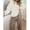 MEROKEETY Womens Fall Cable Knit Sweaters 2025 Long Lantern Sleeve Crewneck Chunky Loose Pullover Tops Winter Clothes(White)