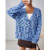 MEROKEETY Women’s Fall Fuzzy Colorful Knit Cardigan Sweaters Winter Button Down Boho Casual Long Sleeve Outerwear Top(Blue)