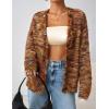 MEROKEETY Women’s Fall Fuzzy Colorful Knit Cardigan Sweaters Winter Button Down Boho Casual Long Sleeve Outerwear Top(Brown)