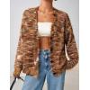 MEROKEETY Women’s Fall Fuzzy Colorful Knit Cardigan Sweaters Winter Button Down Boho Casual Long Sleeve Outerwear Top(Brown)