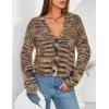 MEROKEETY Women’s Fall Fuzzy Colorful Knit Cardigan Sweaters Winter Button Down Boho Casual Long Sleeve Outerwear Top(Coffee)
