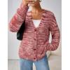 MEROKEETY Women’s Fall Fuzzy Colorful Knit Cardigan Sweaters Winter Button Down Boho Casual Long Sleeve Outerwear Top(Red)