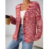 MEROKEETY Women’s Fall Fuzzy Colorful Knit Cardigan Sweaters Winter Button Down Boho Casual Long Sleeve Outerwear Top(Red)