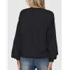 MEROKEETY Women’s Fall Long Lantern Sleeve Cardigan Sweaters Casual Button Down Crewneck Open Front Coat(Black)