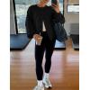 MEROKEETY Women’s Fall Long Lantern Sleeve Cardigan Sweaters Casual Button Down Crewneck Open Front Coat(Black)