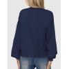 MEROKEETY Women’s Fall Long Lantern Sleeve Cardigan Sweaters Casual Button Down Crewneck Open Front Coat(Navy)