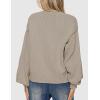 MEROKEETY Women’s Fall Long Lantern Sleeve Cardigan Sweaters Casual Button Down Crewneck Open Front Coat(Sand)