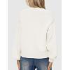 MEROKEETY Women’s Fall Long Lantern Sleeve Cardigan Sweaters Casual Button Down Crewneck Open Front Coat(White)
