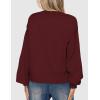 MEROKEETY Women’s Fall Long Lantern Sleeve Cardigan Sweaters Casual Button Down Crewneck Open Front Coat(Wine)