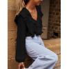MEROKEETY Women’s Fall Long Sleeve Ruffle Blouse Dressy Casual Top V Neck Trendy Business Work Shirts 2025(Black)