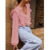 MEROKEETY Women’s Fall Long Sleeve Ruffle Blouse Dressy Casual Top V Neck Trendy Business Work Shirts 2025(Lightpink)