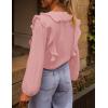 MEROKEETY Women’s Fall Long Sleeve Ruffle Blouse Dressy Casual Top V Neck Trendy Business Work Shirts 2025(Lightpink)