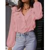 MEROKEETY Women’s Fall Long Sleeve Ruffle Blouse Dressy Casual Top V Neck Trendy Business Work Shirts 2025(Lightpink)