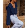 MEROKEETY Women’s Fall Long Sleeve Ruffle Blouse Dressy Casual Top V Neck Trendy Business Work Shirts 2025(Navy)
