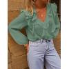 MEROKEETY Women’s Fall Long Sleeve Ruffle Blouse Dressy Casual Top V Neck Trendy Business Work Shirts 2025(Seagrass)