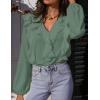 MEROKEETY Women’s Fall Long Sleeve Ruffle Blouse Dressy Casual Top V Neck Trendy Business Work Shirts 2025(Seagrass)