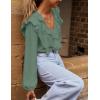MEROKEETY Women’s Fall Long Sleeve Ruffle Blouse Dressy Casual Top V Neck Trendy Business Work Shirts 2025(Seagrass)
