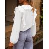 MEROKEETY Women’s Fall Long Sleeve Ruffle Blouse Dressy Casual Top V Neck Trendy Business Work Shirts 2025(White)