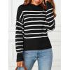 MEROKEETY Women’s Fall Long Sleeve Striped Pullover Sweaters 2025 Trendy Turtleneck Casual Knit Tops(Black)