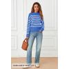 MEROKEETY Women’s Fall Long Sleeve Striped Pullover Sweaters 2025 Trendy Turtleneck Casual Knit Tops(Blue)