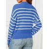 MEROKEETY Women’s Fall Long Sleeve Striped Pullover Sweaters 2025 Trendy Turtleneck Casual Knit Tops(Blue)