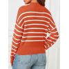 MEROKEETY Women’s Fall Long Sleeve Striped Pullover Sweaters 2025 Trendy Turtleneck Casual Knit Tops(Brick Red)