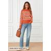 MEROKEETY Women’s Fall Long Sleeve Striped Pullover Sweaters 2025 Trendy Turtleneck Casual Knit Tops(Brick Red)