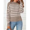 MEROKEETY Women’s Fall Long Sleeve Striped Pullover Sweaters 2025 Trendy Turtleneck Casual Knit Tops(Cashmere)