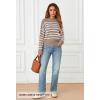 MEROKEETY Women’s Fall Long Sleeve Striped Pullover Sweaters 2025 Trendy Turtleneck Casual Knit Tops(Cashmere)
