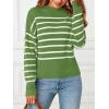 MEROKEETY Women’s Fall Long Sleeve Striped Pullover Sweaters 2025 Trendy Turtleneck Casual Knit Tops(Green)