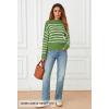 MEROKEETY Women’s Fall Long Sleeve Striped Pullover Sweaters 2025 Trendy Turtleneck Casual Knit Tops(Green)