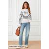 MEROKEETY Women’s Fall Long Sleeve Striped Pullover Sweaters 2025 Trendy Turtleneck Casual Knit Tops(White)