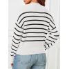 MEROKEETY Women’s Fall Long Sleeve Striped Pullover Sweaters 2025 Trendy Turtleneck Casual Knit Tops(White)