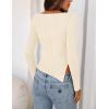 MEROKEETY Women’s Fall Long Sleeve Sweater Tops 2025 Boat Neck Ribbed Asymmetric Lightweight Knit Shirts(Beige)