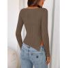 MEROKEETY Women’s Fall Long Sleeve Sweater Tops 2025 Boat Neck Ribbed Asymmetric Lightweight Knit Shirts(Coffee)