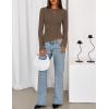 MEROKEETY Women’s Fall Long Sleeve Sweater Tops 2025 Boat Neck Ribbed Asymmetric Lightweight Knit Shirts(Coffee)