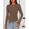 MEROKEETY Women’s Fall Long Sleeve Sweater Tops 2025 Boat Neck Ribbed Asymmetric Lightweight Knit Shirts(Coffee)