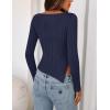 MEROKEETY Women’s Fall Long Sleeve Sweater Tops 2025 Boat Neck Ribbed Asymmetric Lightweight Knit Shirts(Navy)