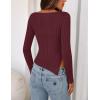 MEROKEETY Women’s Fall Long Sleeve Sweater Tops 2025 Boat Neck Ribbed Asymmetric Lightweight Knit Shirts(Wine)