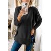 MEROKEETY Women’s Fall Winter Oversized Pullover Sweater Spring Casual Loose Crew Neck Long Sleeve Side Split Jumper Tops(Black)