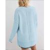 MEROKEETY Women’s Fall Winter Oversized Pullover Sweater Spring Casual Loose Crew Neck Long Sleeve Side Split Jumper Tops(Blue)