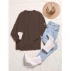 MEROKEETY Women’s Fall Winter Oversized Pullover Sweater Spring Casual Loose Crew Neck Long Sleeve Side Split Jumper Tops(Coffee)